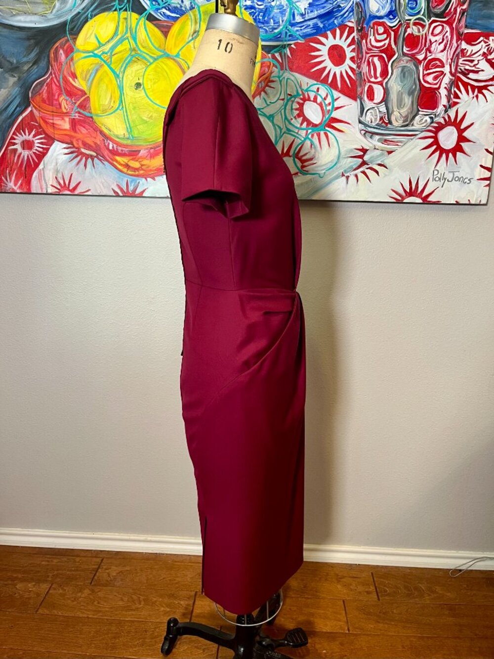 Rachel Roy Wool Runway Collection Berry Draped Wool Sheath Dress - Picture 9 of 15